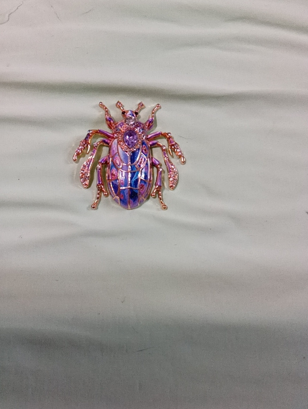Iridescent Pink Beetle Brooch